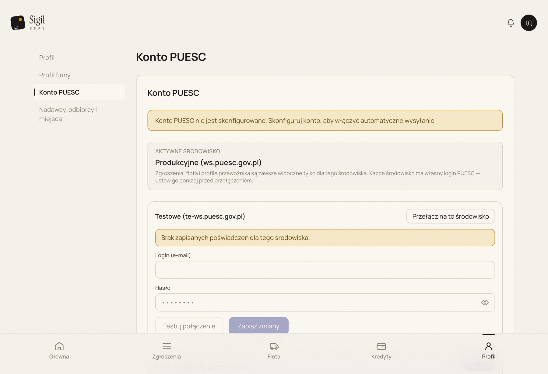 Konto PUESC: login i aktywne środowisko
